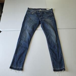 Rag & Bone Dre Jeans Womens 30 Blue Amelie Mid Rise Boyfriend Raw Hem Distressed